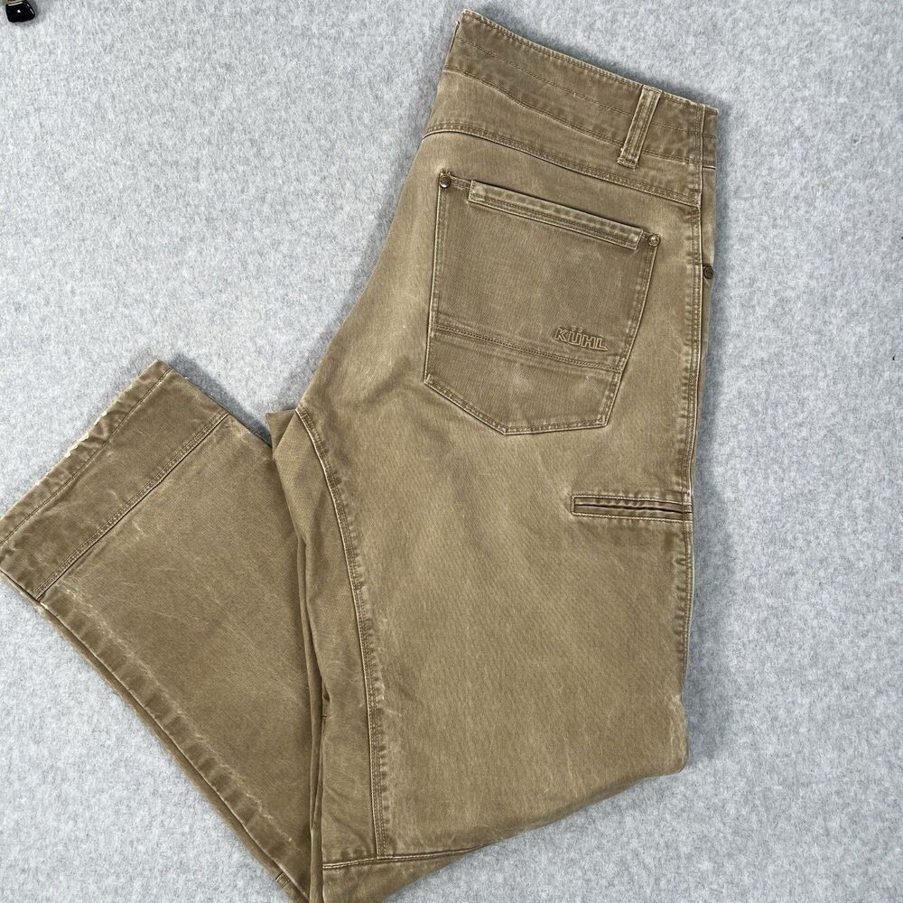 Kuhl Rydr Pants Men's 34x32 Vintage Patina Dye Dark Khaki Euro Twill Gorpcore